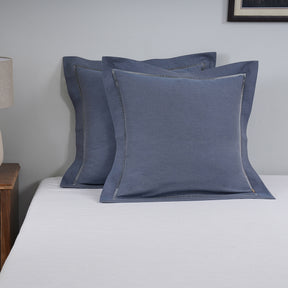 Emmie 100% Egyptian Cotton Woven Blue 2PC Pillow Case Euro Set