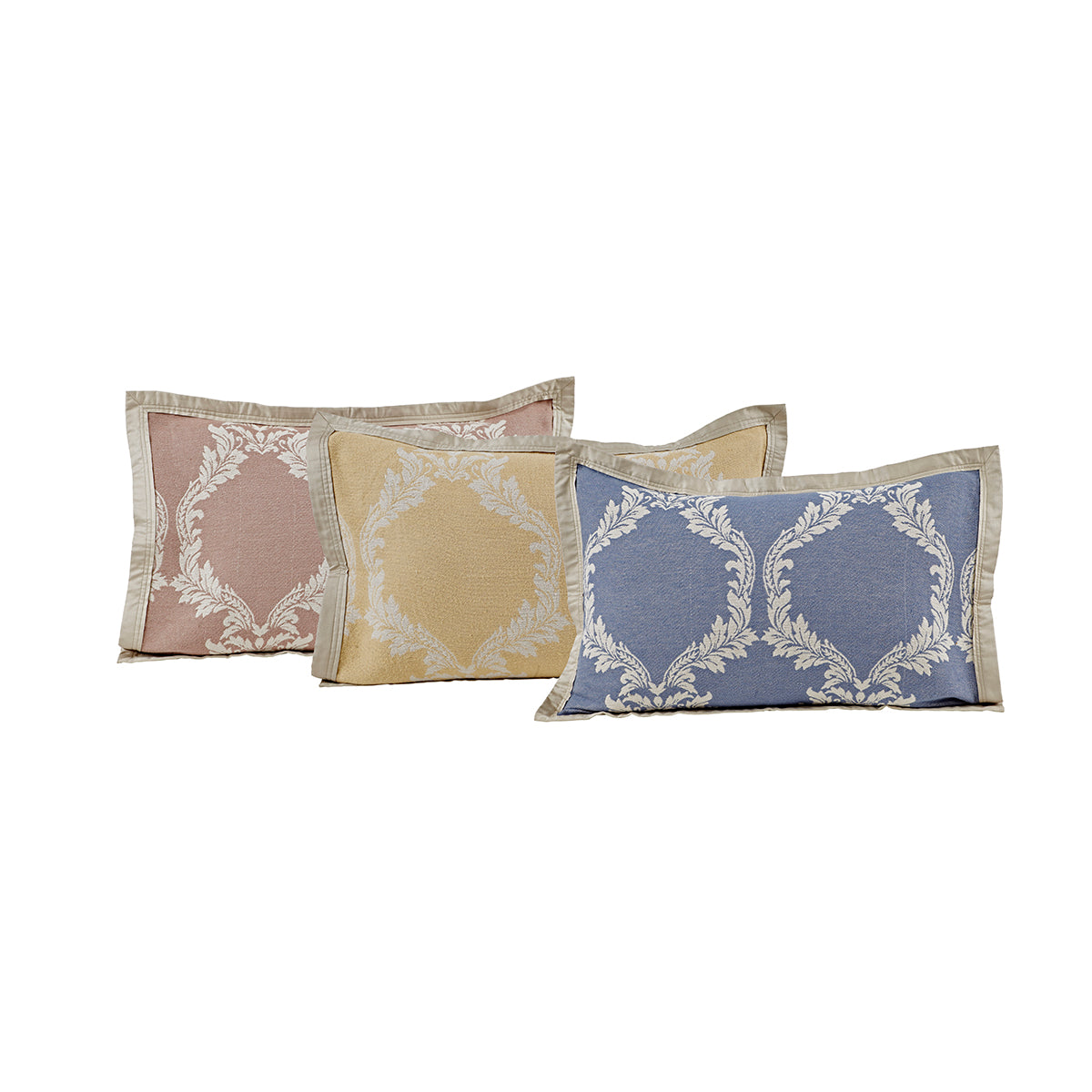 Vintage Peached Fop Jacquard Pillow Sham Set Beige
