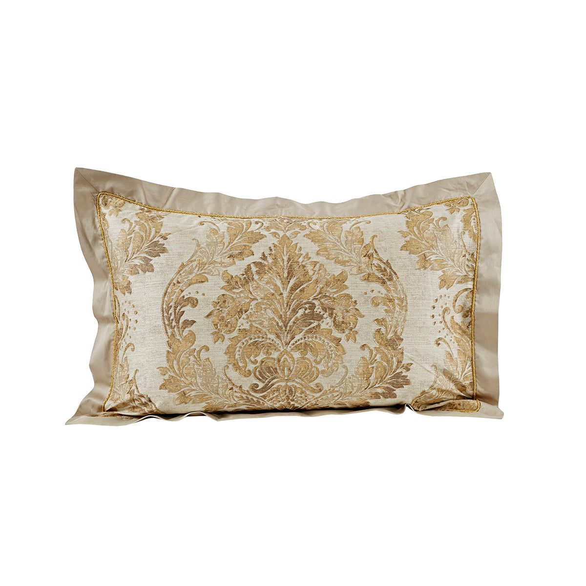 Vintage Quilted Hand Gallant Damask Print Pillow Sham Set Beige