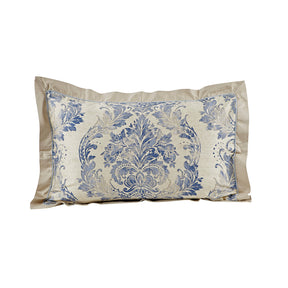Vintage Quilted Hand Gallant Damask Print Pillow Sham Set Blue