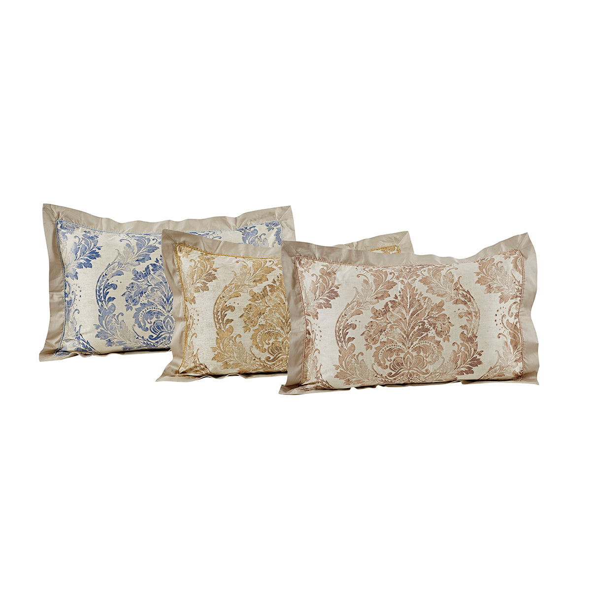 Vintage Quilted Hand Gallant Damask Print Pillow Sham Set Neutral