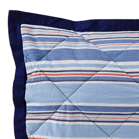 Little Maspar Quilted Hand Sailor Stripe Pillow Sham Set Blue