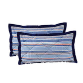 Little Maspar Quilted Hand Sailor Stripe Pillow Sham Set Blue