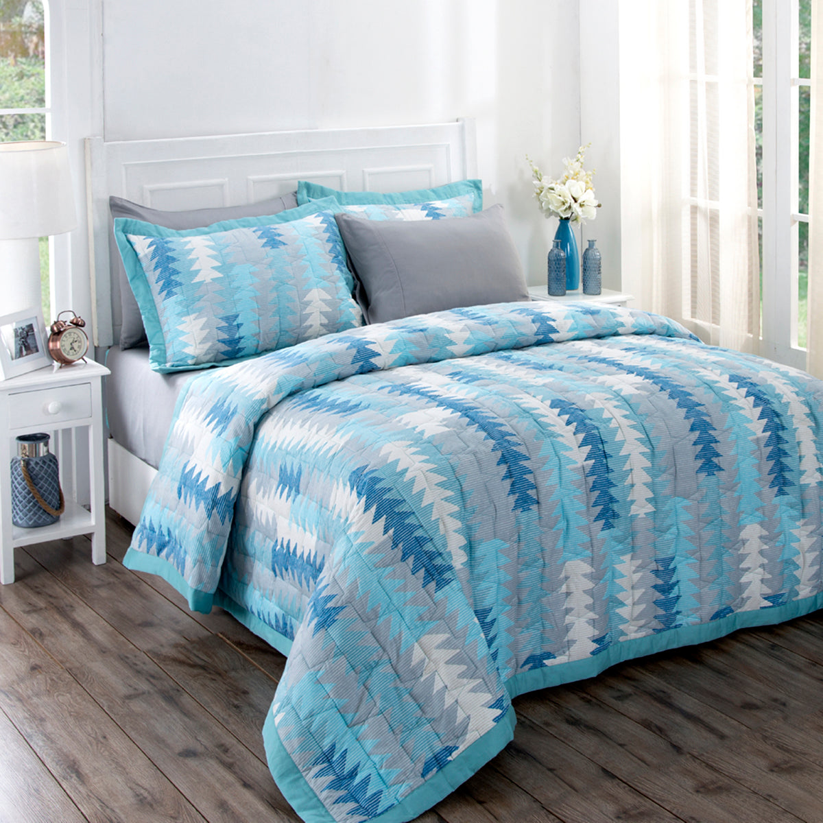 Co-Exist Pinon Summer AC Quilt/Quilted Bed Cover/Comforter Blue