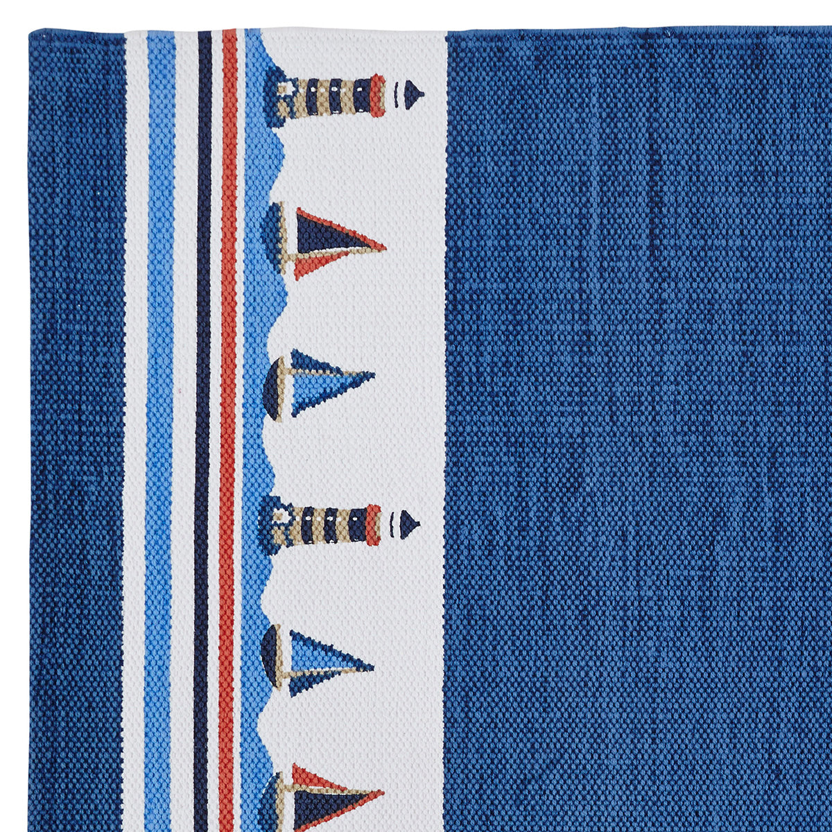 Little Maspar Little Sailor Print Kids 100% Cotton Printed Rug Blue
