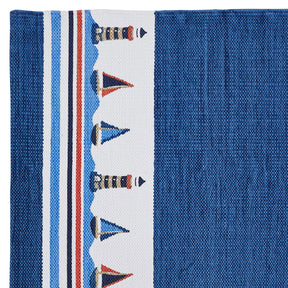 Little Maspar Little Sailor Print Kids 100% Cotton Printed Rug Blue