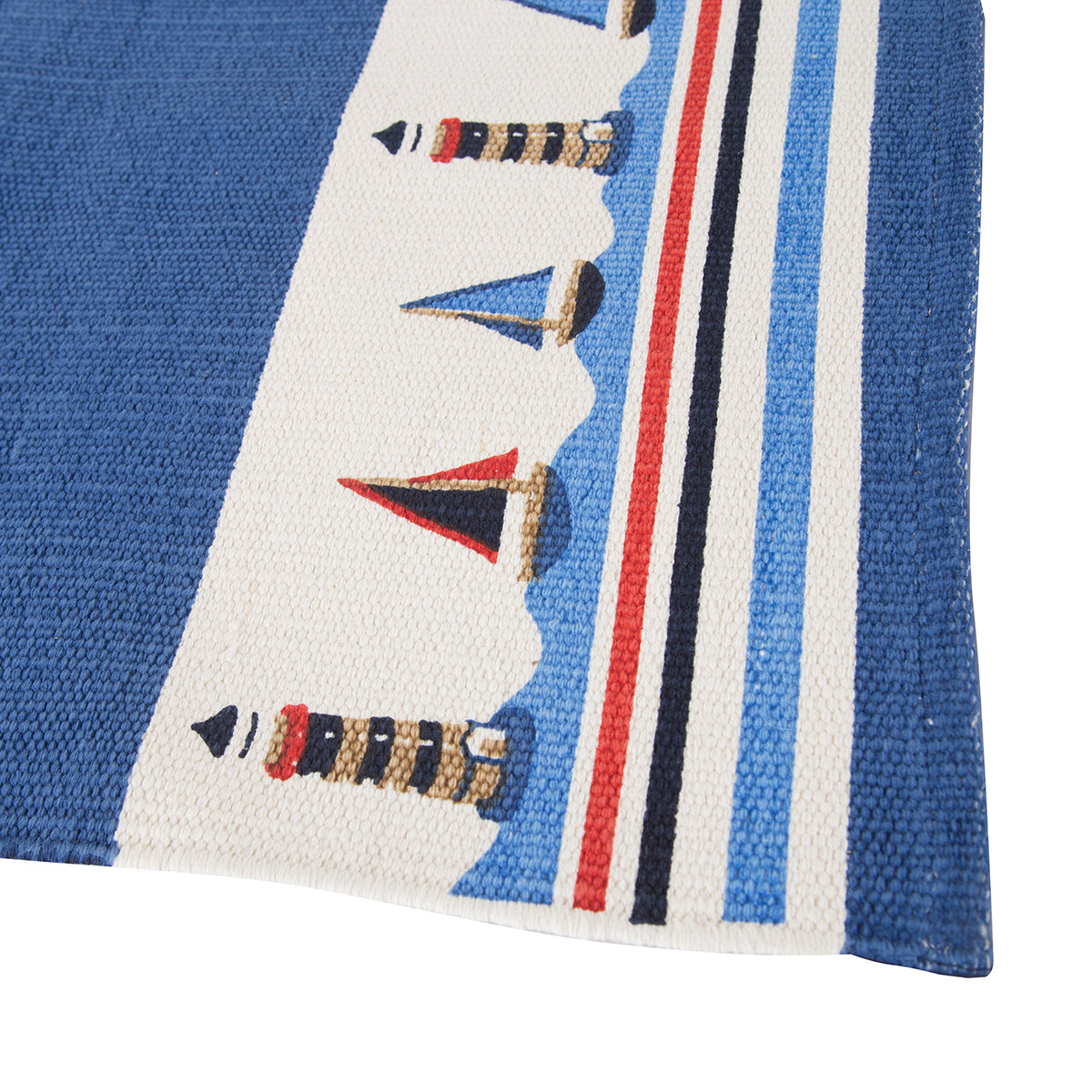Little Maspar Little Sailor Print Kids 100% Cotton Printed Rug Blue