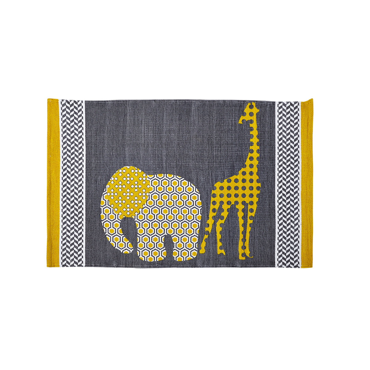 Little Maspar Zoo Keeper Print 100% Cotton Printed Rug Yellow