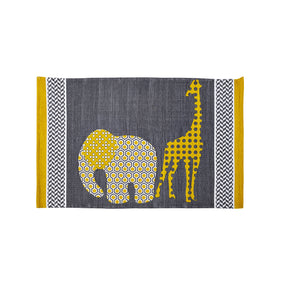 Little Maspar Zoo Keeper Print 100% Cotton Printed Rug Yellow