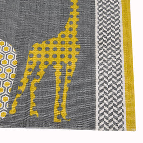 Little Maspar Zoo Keeper Print 100% Cotton Printed Rug Yellow