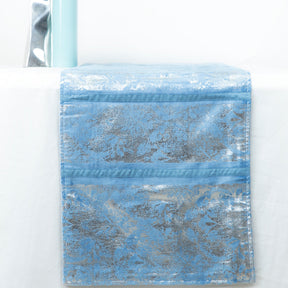 Maspar Deco Velvet Printed Runner Blue