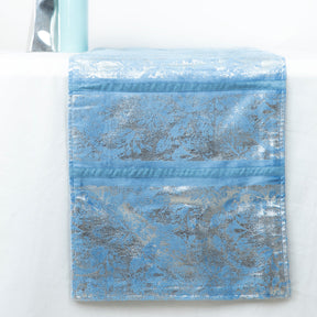 Maspar Deco Velvet Printed Runner Blue