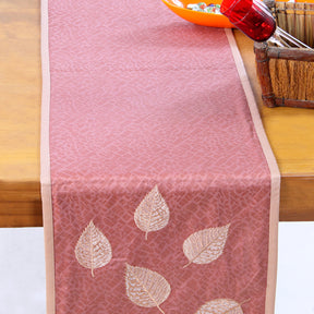 Maspar Leafy Texture 100% Cotton Printed and Hand Work Runner Purple
