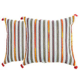 Carnival Broken Line Printed and  Hand Work Black Cushion Cover Set