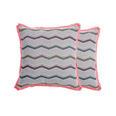 Maspar Chain Stitch Narrow Zig Zag 2PC Cushion Cover Set Black
