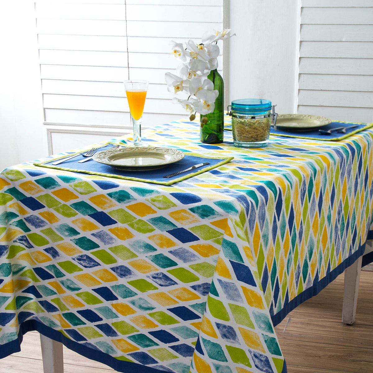 Maspar Exotica Print 100% Cotton Printed Table Cover Blue