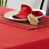 Maspar Satin Basket Self Pattern Table Cover Red