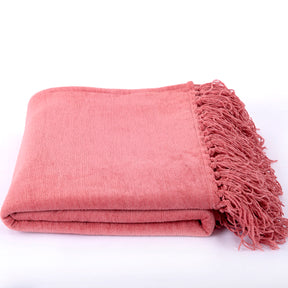 Jessica 100% Cotton Solid Woven Super Soft Spiced Coral Throw/Sofa/Multi Cover/Single Bed Cover