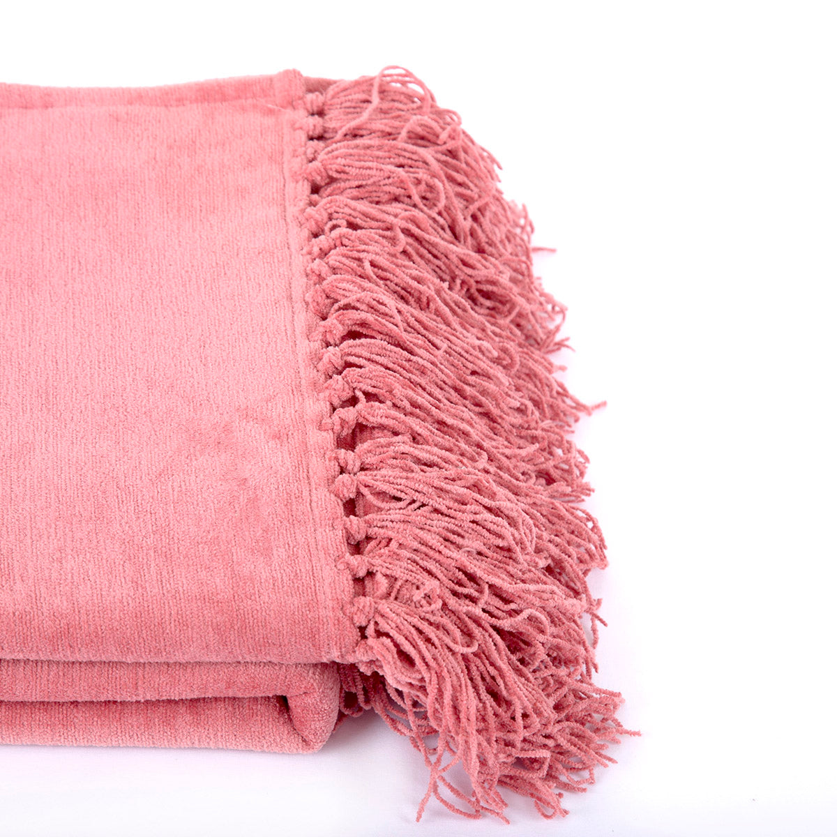 Jessica 100% Cotton Solid Woven Super Soft Spiced Coral Throw/Sofa/Multi Cover/Single Bed Cover