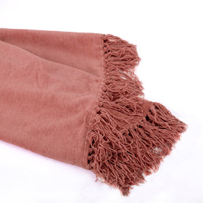 Jessica 100% Cotton Solid Woven Super Soft Spiced Coral Throw/Sofa/Multi Cover/Single Bed Cover
