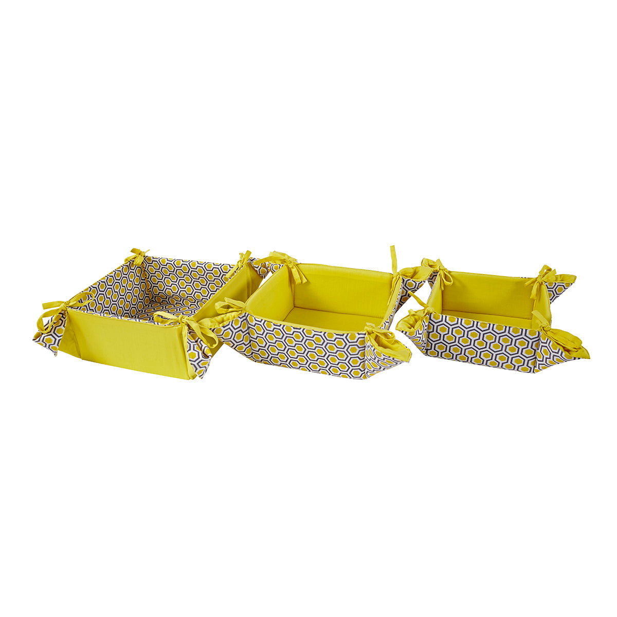 Little Maspar Honey Comb Print 100% Cotton Printed Set of 3 multi purpose tray Yellow