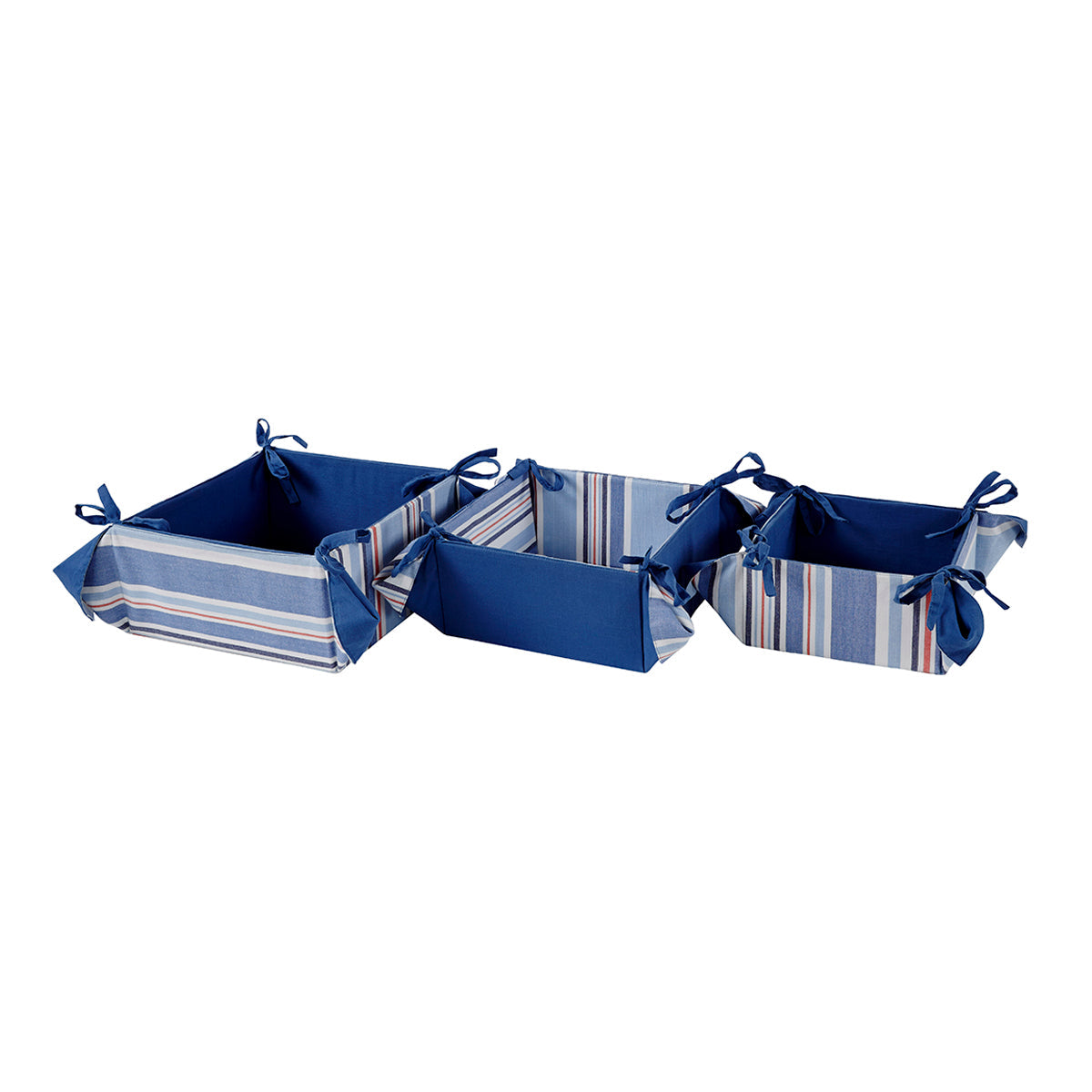 Little Maspar Sailor Stripe 100% Cotton Solid Set of 3 multi purpose tray Blue