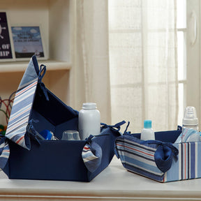 Little Maspar Sailor Stripe 100% Cotton Solid Set of 3 multi purpose tray Blue