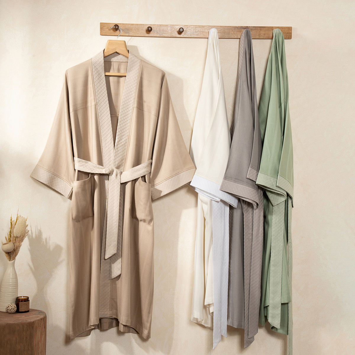 Bamboo Bath Robe Soft and Highly Absorbent Serene Haven Erika Off White