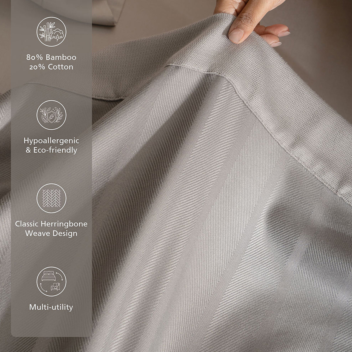 Bamboo Eco Friendly Soft Blanket/Bed Cover/Multi Cover Serene Haven Erika Grey