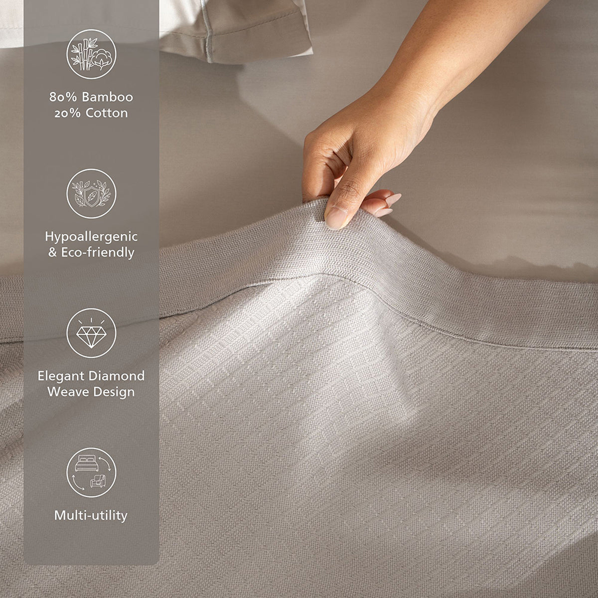 Bamboo Eco Friendly Soft Blanket/Bed Cover/Multi Cover Serene Haven Highlawn Neutral