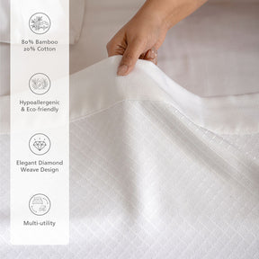 Bamboo Eco Friendly Soft Blanket/Bed Cover/Multi Cover Serene Haven Highlawn White