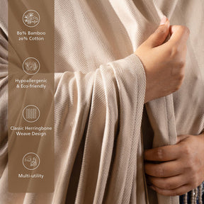 Bamboo Throw Super Soft and Hypoallergic & Eco Freindly Serene Haven Erika Beige
