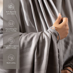 Bamboo Throw Super Soft and Hypoallergic & Eco Freindly Serene Haven Erika Grey