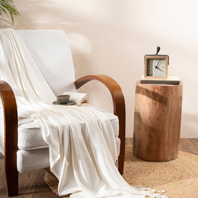 Bamboo Throw Super Soft and Hypoallergic & Eco Freindly Serene Haven Erika Off White