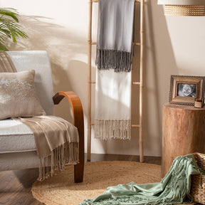 Bamboo Throw Super Soft and Hypoallergic & Eco Freindly Serene Haven Erika Off White