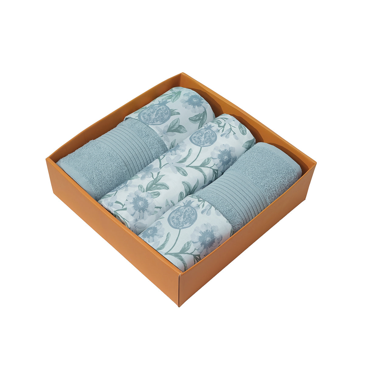 Bed Bath Set 6 Pcs Ideal For Gifting Blooming Petals Blue