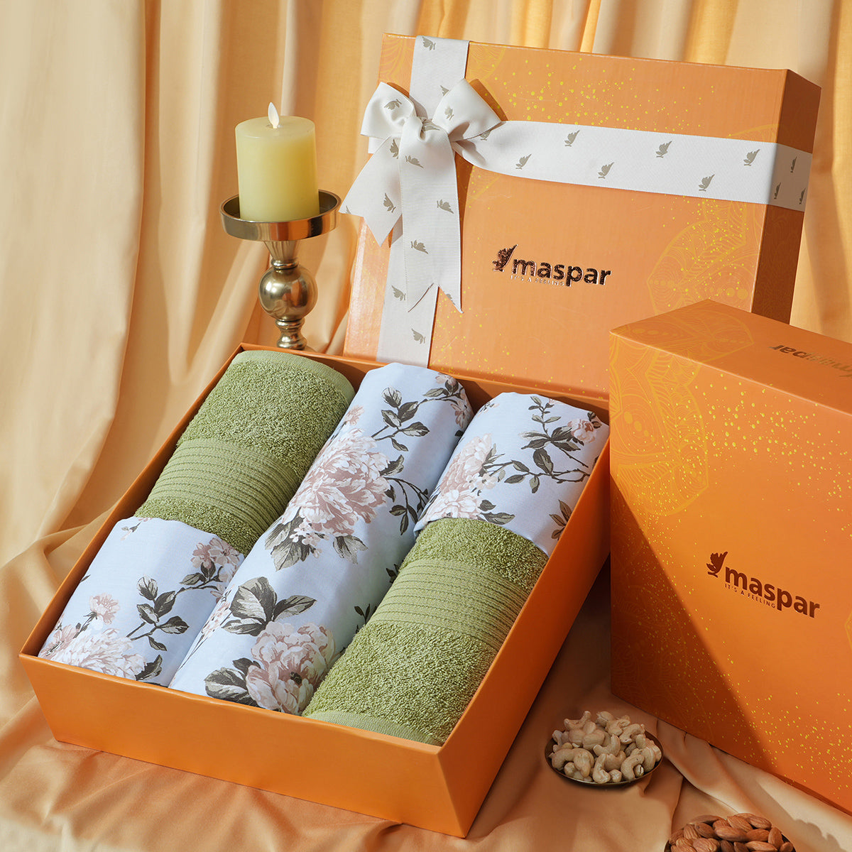 Bed Bath Set 6 Pcs Ideal For Gifting Distressed Flora Beige