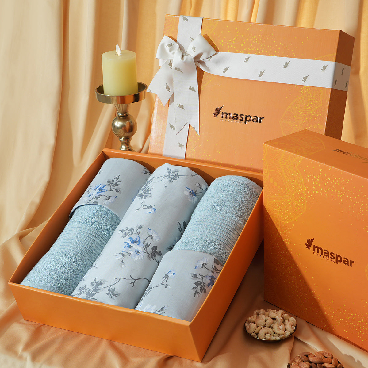 Bed Bath Set 6 Pcs Ideal For Gifting Florate Blue