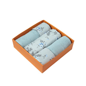 Bed Bath Set 6 Pcs Ideal For Gifting Florate Blue