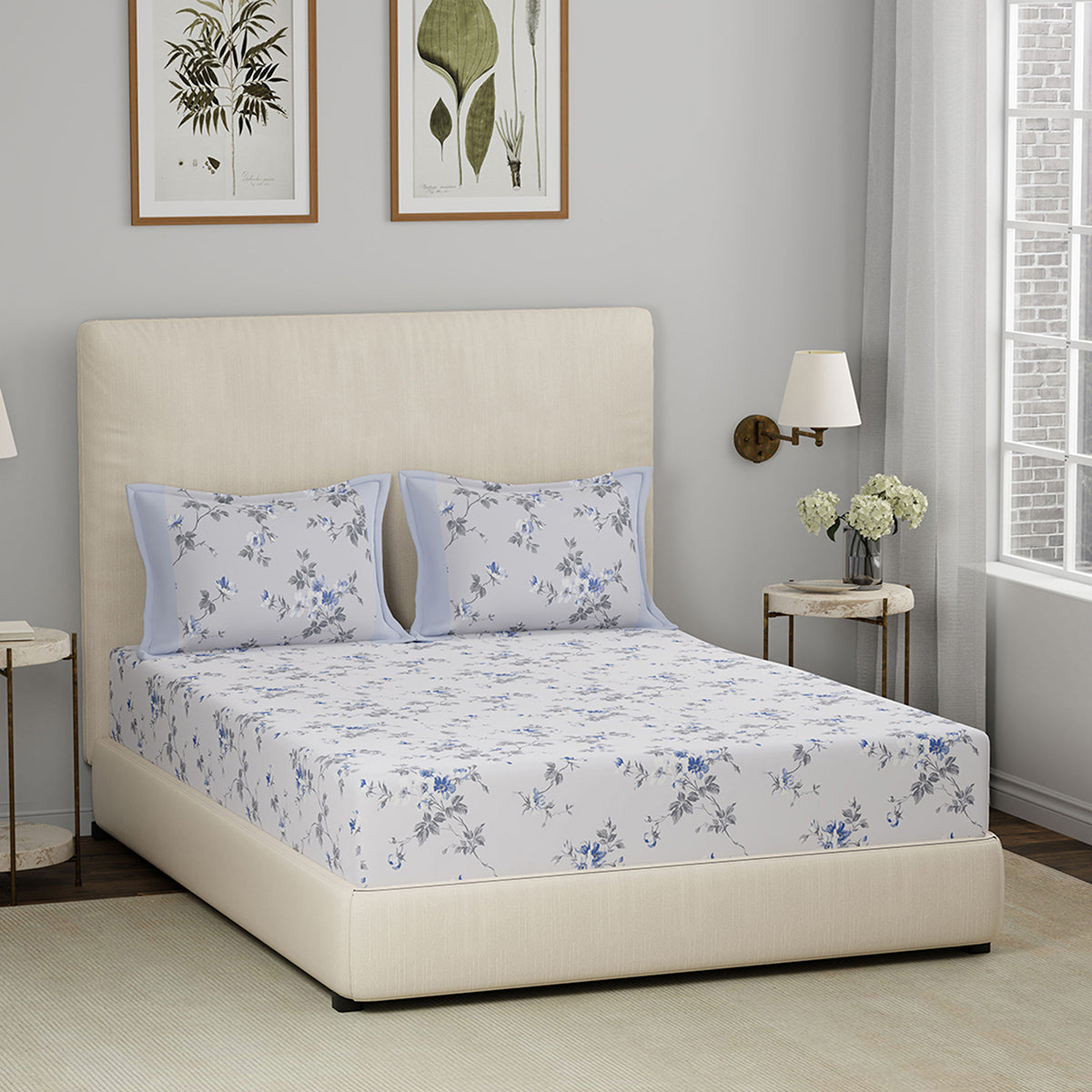 Bed Bath Set 6 Pcs Ideal For Gifting Florate Blue