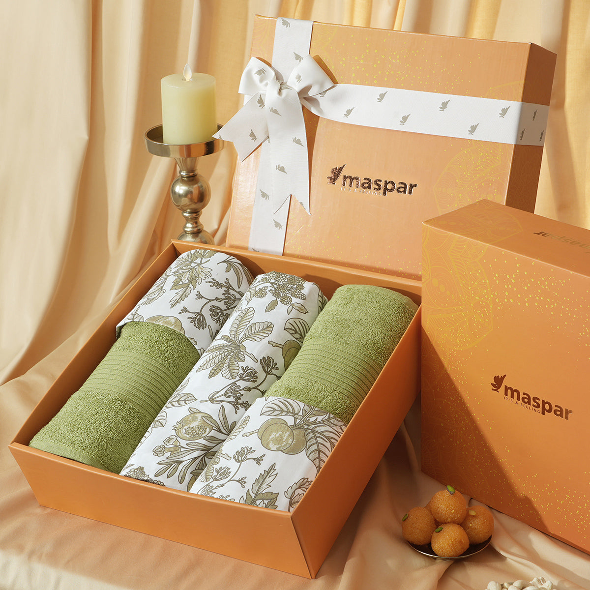 Bed Bath Set 6 Pcs Ideal For Gifting Fruity Foliage Mustard