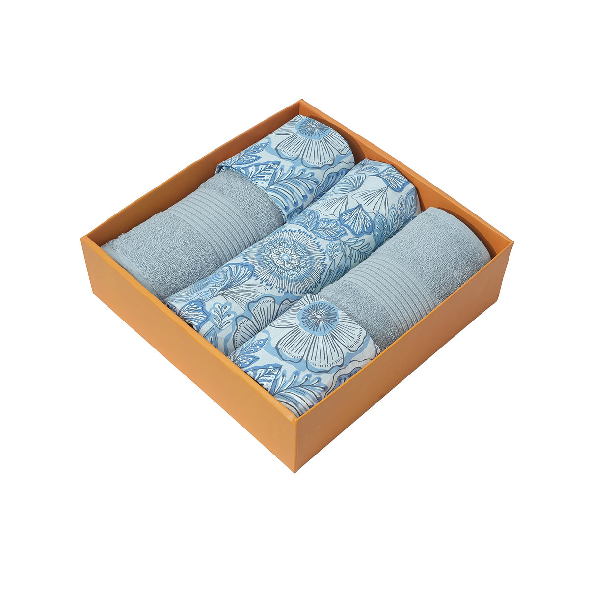 Bed Bath Set 6 Pcs Ideal For Gifting Petaline Blue Shadow