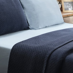 Blaize 100% Cotton Solid Weave Blue Bed Cover