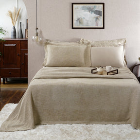 Tranquil Essence Burb Slub Viscose Blend Weaved Beige Bed Cover