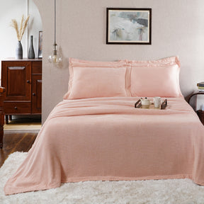 Tranquil Essence Burb Slub Viscose Blend Weaved Peach Bed Cover