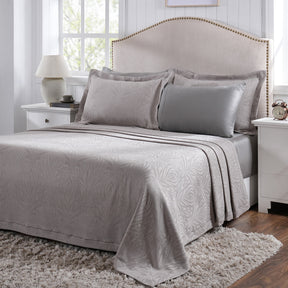 Classical Ornate Acorus Bliss Blend Cotton Bed Cover Neutral