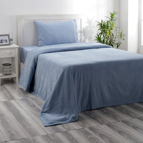 Jessica 100% Cotton Solid Woven Super Soft Heritage Blue Bed Cover/Blanket