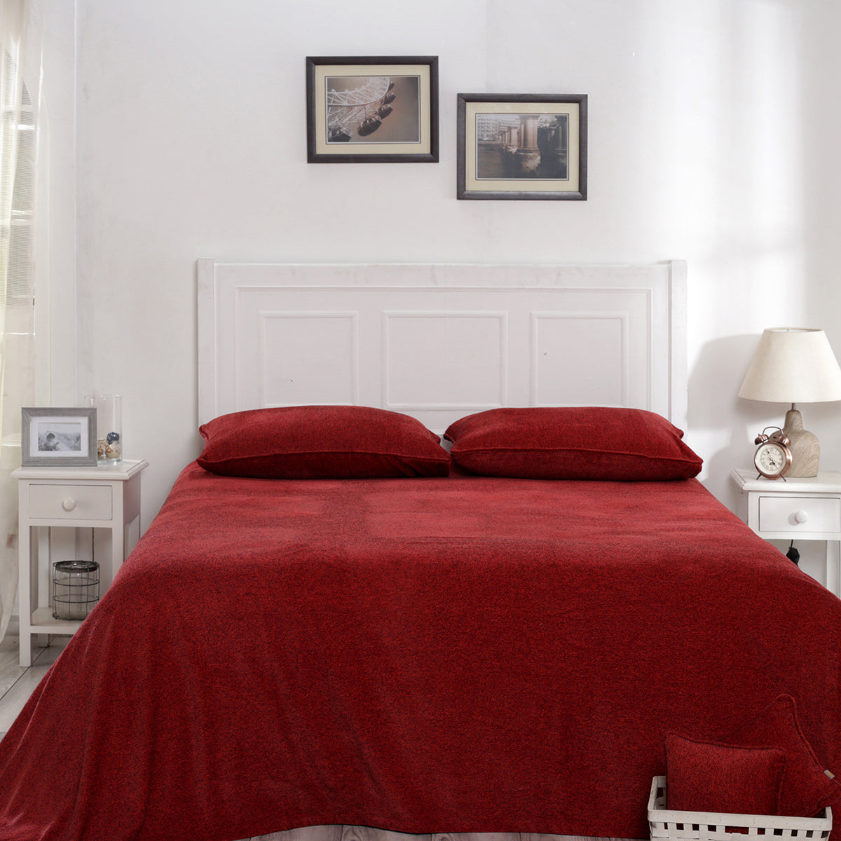 Charlotte Woven Real Red/Black Bed Cover/Blanket