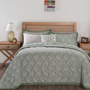 8PC Quilt/Quilted Bed Cover Set Global Atelier Petal Touch Green