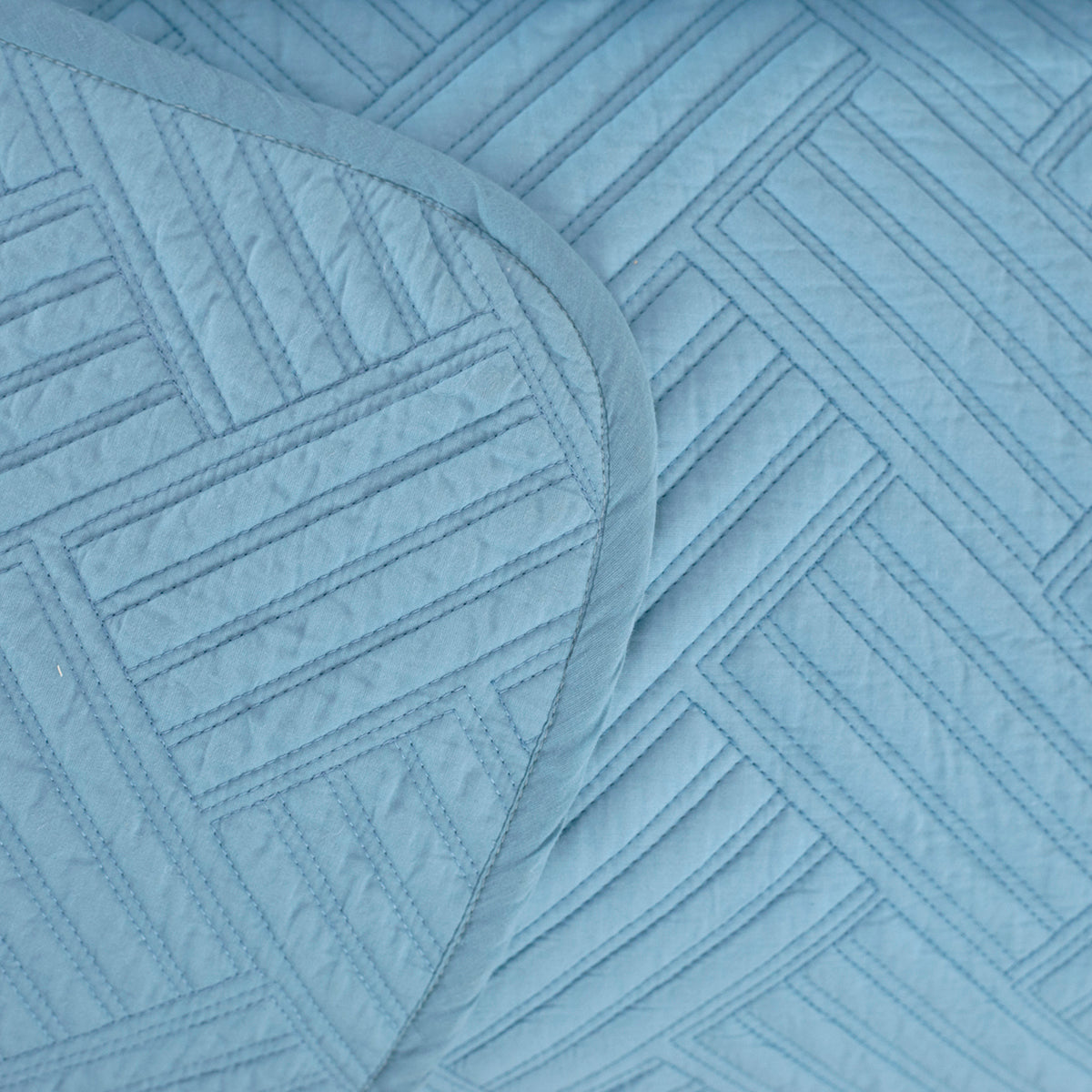 8PC Quilt/Quilted Bed Cover Set Eliott Blue